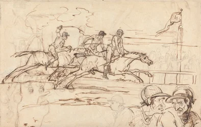 Three Racehorses Approaching the Winning Post